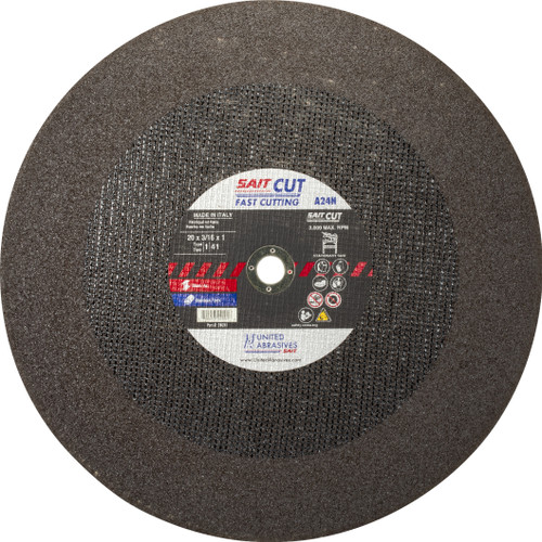 20 X 3/16 X 1 STATIONARY SAW WHEEL TYPE 1 ALUM OXIDE (METAL) - Chop Saw Wheels